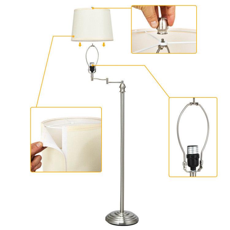 LazyLighting™ Swing Arm LED Floor Lamp with Hanging Fabric Shade - Lazy Pro