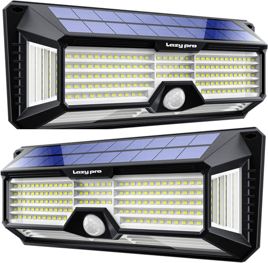 LazyLights B298 - Solar Flood Lights Outdoor with 298 Super-Bright LEDs, Motion Sensor, 2200 mAh battery - Lazy Pro