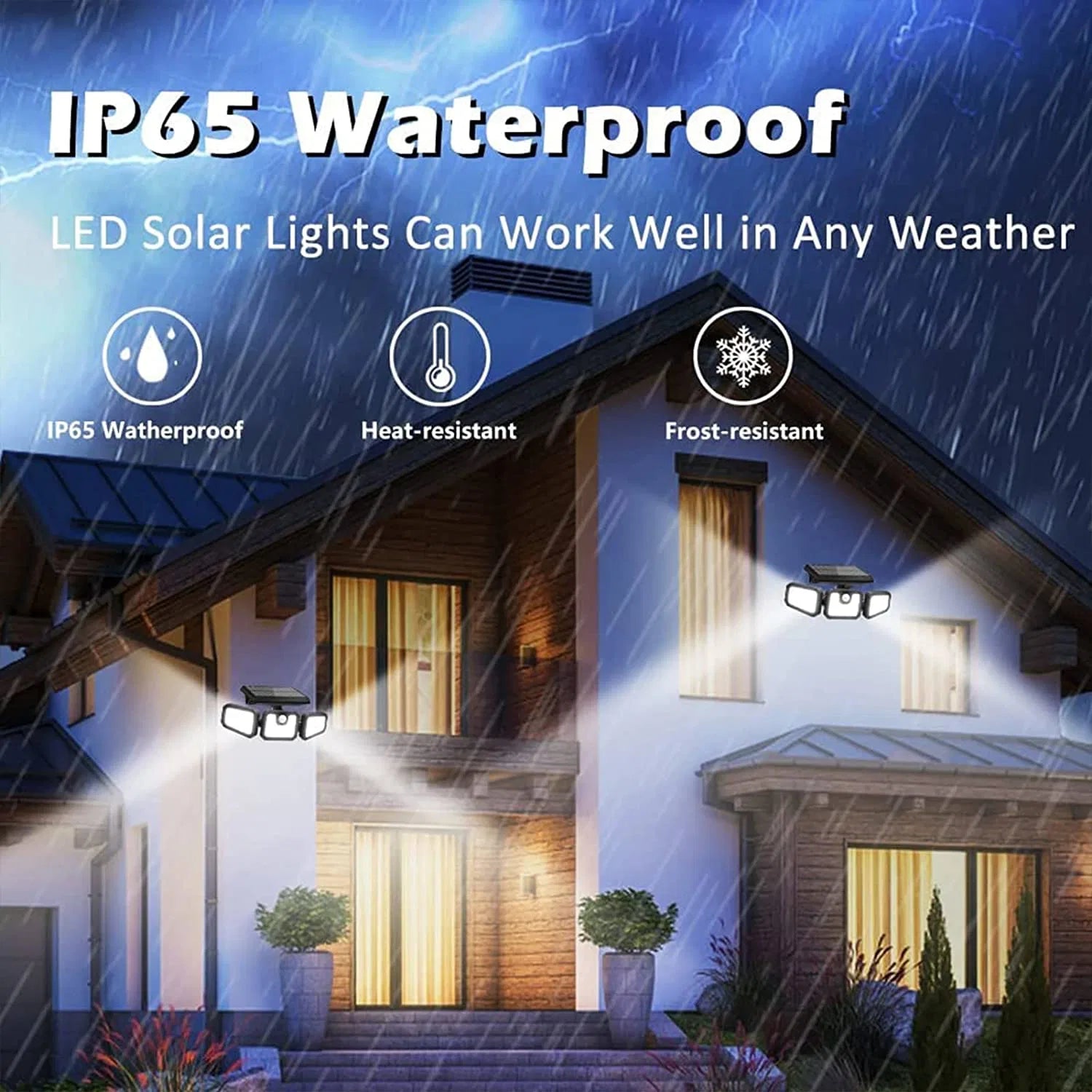 LAZYLIGHTS™ 2 Pack 210 LED Solar Outdoor Lights 3 Heads Solar Lights IP65 Waterproof Solar Motion Sensor Lights With Remote Control - Lazy Pro