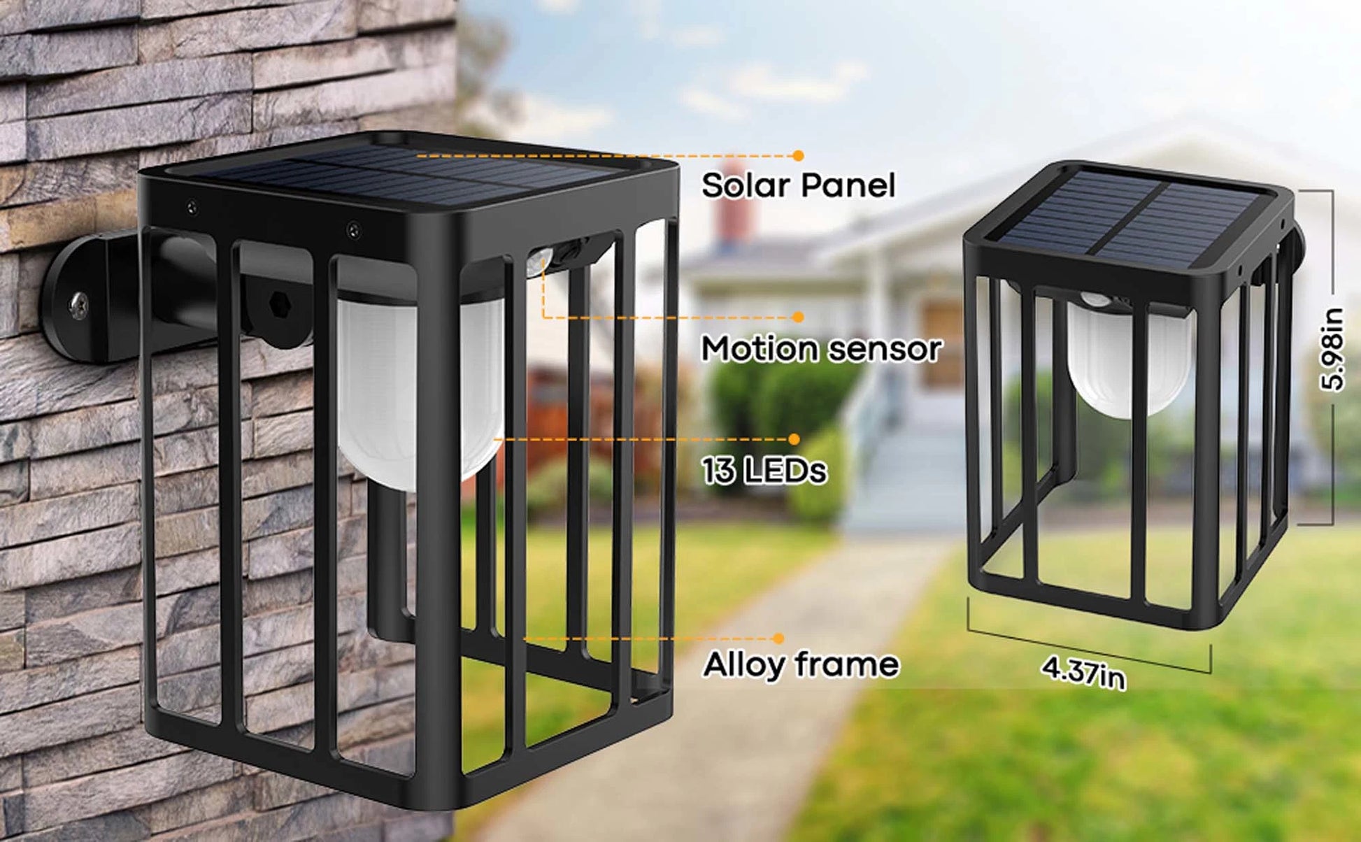 LAZYLIGHTS™ 2-Pack: Outdoor Solar Wall Sconce Lights Black - Lazy Pro