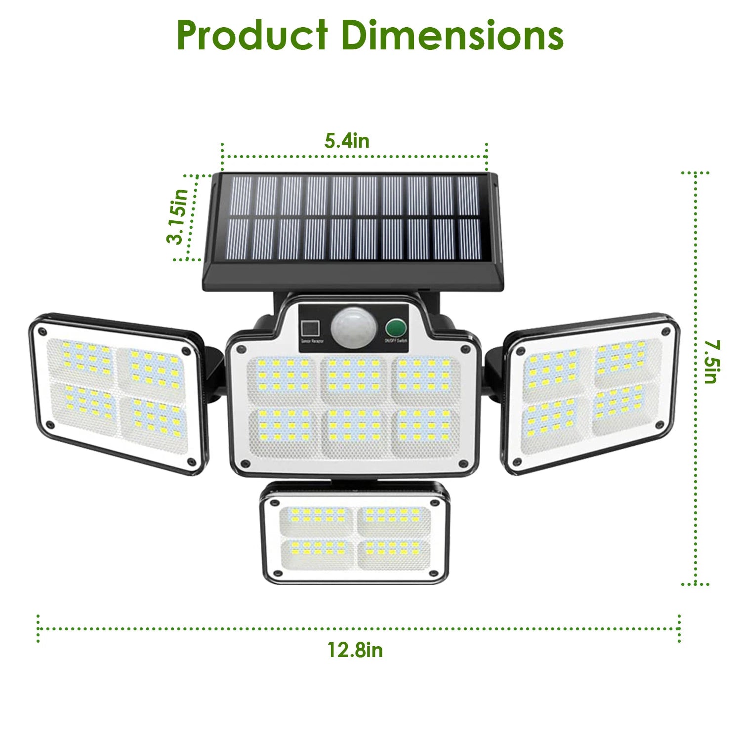 LAZYLIGHTS™ 216 LEDs Solar Outdoor Light Motion Sensor Security Flood Lamp Wall Wireless Solar Lamp with 3 Adjustable Heads IP65 Waterproof for Garden Patio Garage Pathway - Lazy Pro