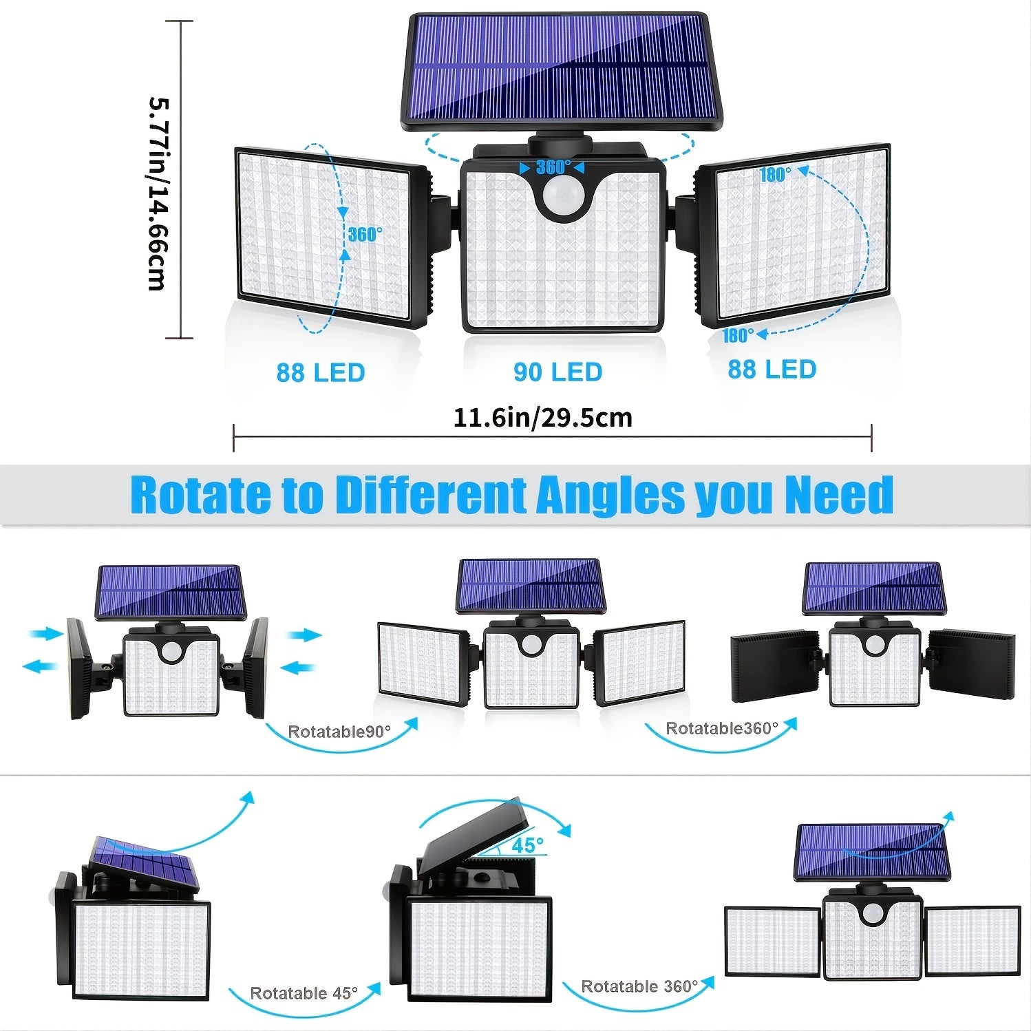 LAZYLIGHTS™ 230 LED Ultra Bright Solar Wall Lights; Waterproof Rotatable Motion Sensor Light For Outdoor Porch Yard Wall - Lazy Pro