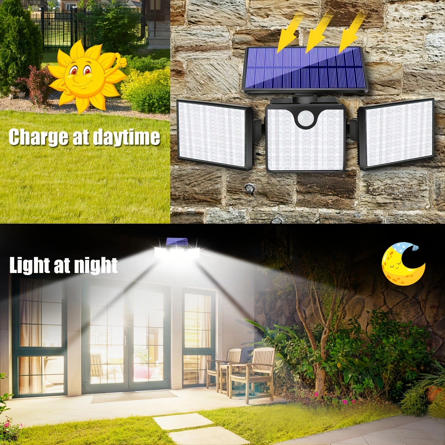 LAZYLIGHTS™ 230 LED Ultra Bright Solar Wall Lights; Waterproof Rotatable Motion Sensor Light For Outdoor Porch Yard Wall - Lazy Pro