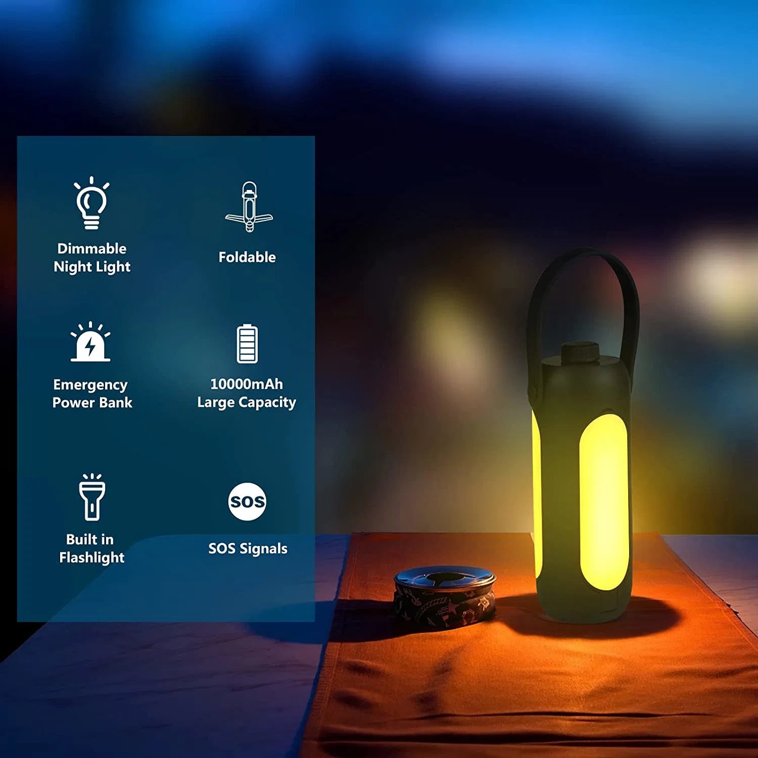 LAZYLIGHTS™ Camping Lights; Freefolding Rechargeable LED Camping Lantern; 10000mAh Super Large; 3 Light Modes & SOS Signal Great for Camping; Hurricane Emergency Kits and Travel - Lazy Pro