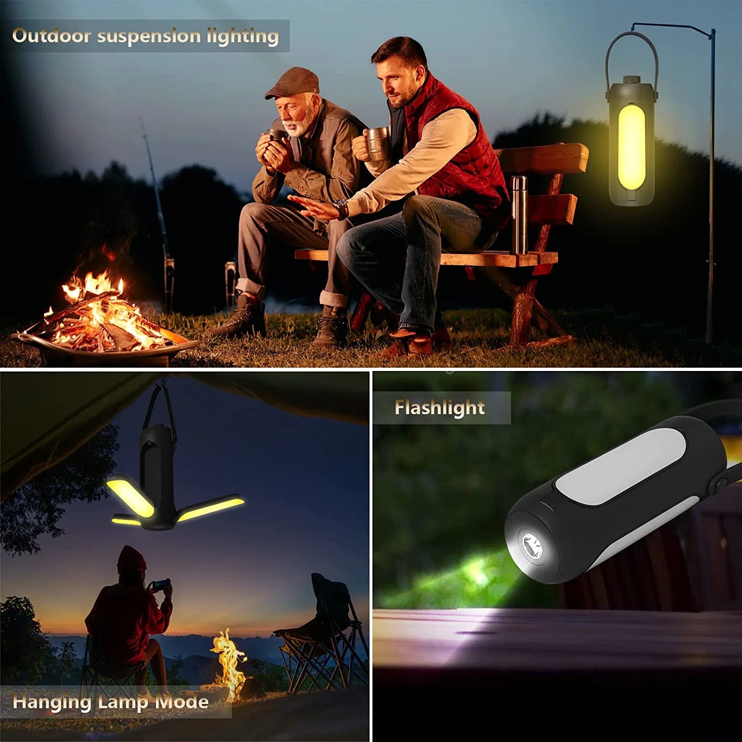 LAZYLIGHTS™ Camping Lights; Freefolding Rechargeable LED Camping Lantern; 10000mAh Super Large; 3 Light Modes & SOS Signal Great for Camping; Hurricane Emergency Kits and Travel - Lazy Pro