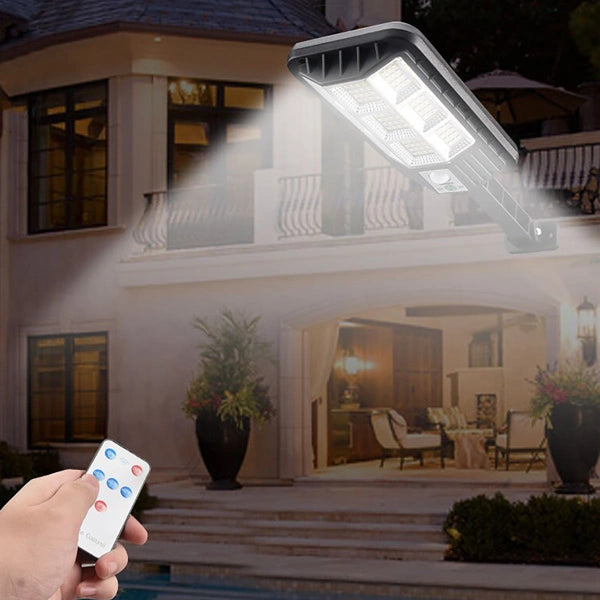 LAZYLIGHTS™ LED Solar Street Light Outdoor Dusk-to-Dawn Garden Security Lamp+Remote - Lazy Pro