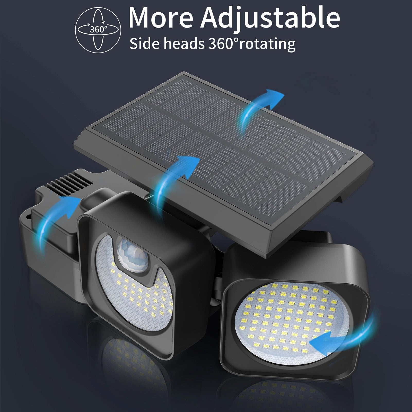 LAZYLIGHTS™ Solar Flood Light Outdoor 218 LED 2000LM; 6500K - 270°Adjustable 3 Heads Solar Light; Motion Sensor 26ft; Waterproof IP65 Solar Powered - Lazy Pro