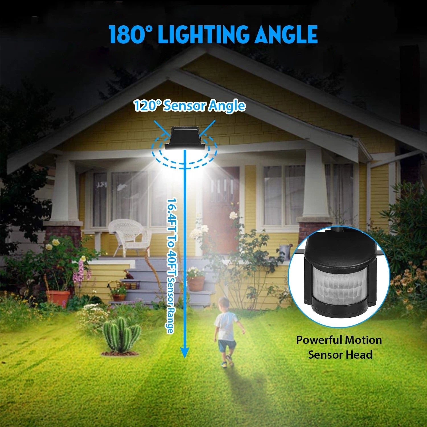 LAZYLIGHTS™ Solar Lights 1000lm Wall Lights Solar Flood Lights with Light Sensitivity 120 Degree Motion Sensor IP65 Waterproof - Lazy Pro