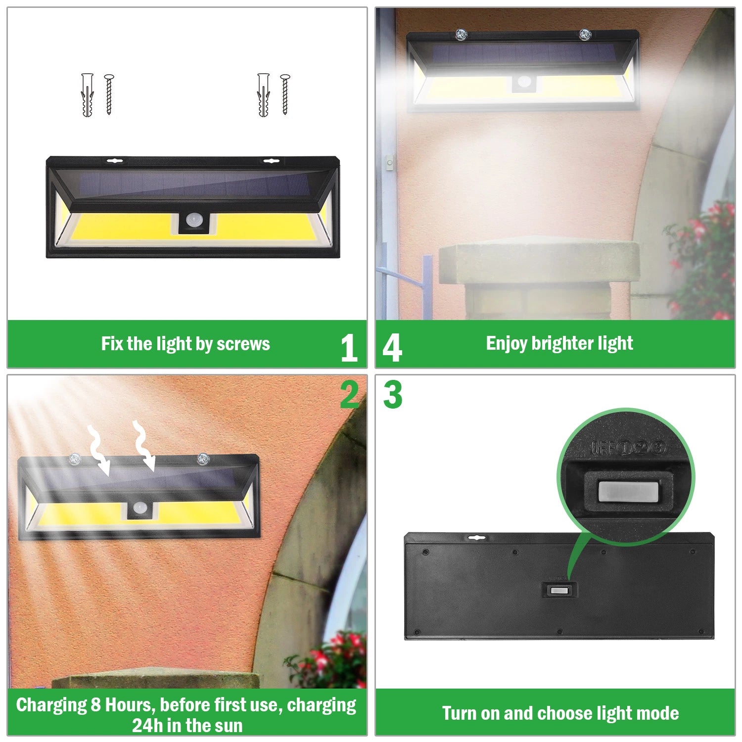 LAZYLIGHTS™ Solar Lights 180 LEDs Solar Wall Light Outdoor Motion Sensor Lamp IP65 Waterproof 120 Degree Sensing 270 Degree Wide Lighting Angle - Lazy Pro