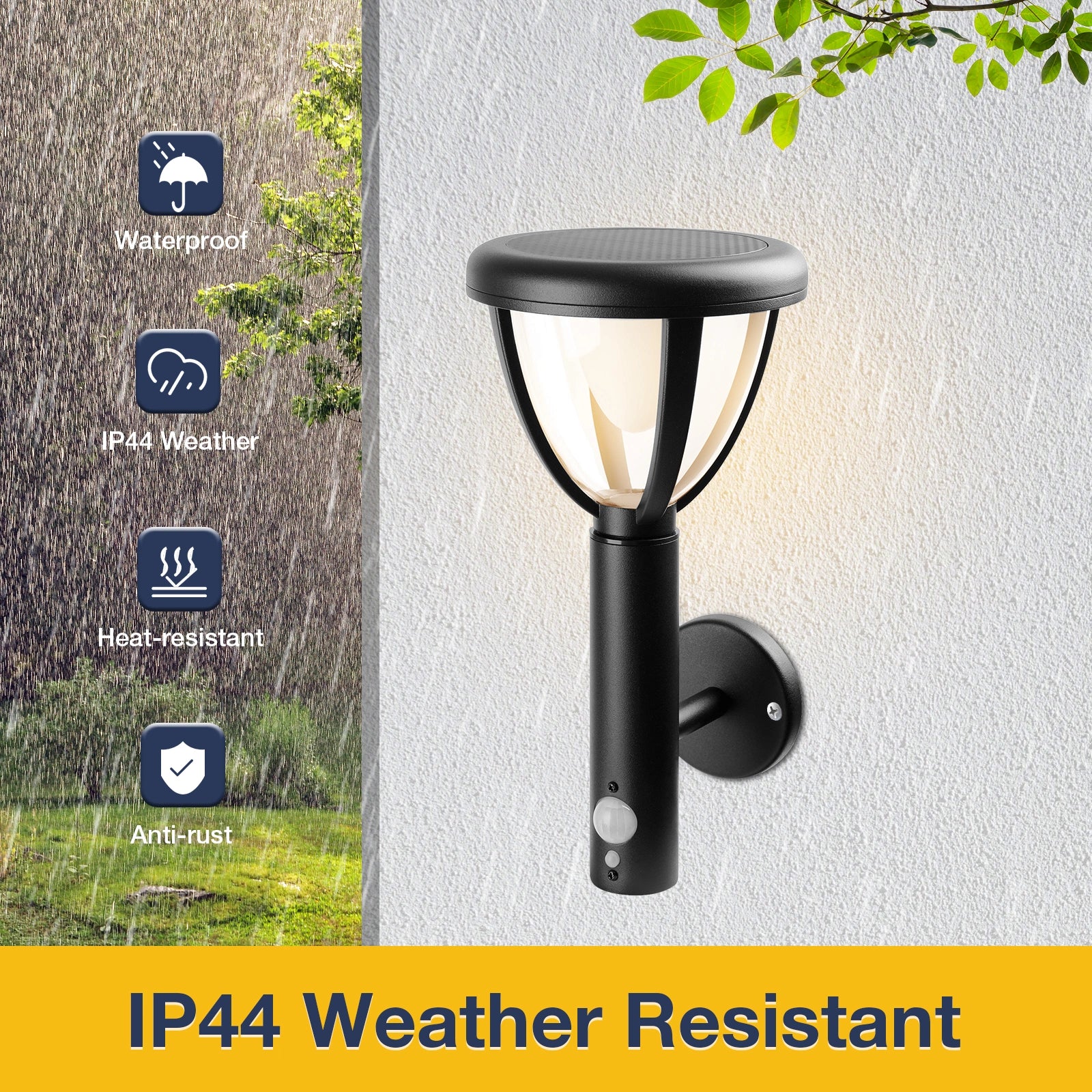 LAZYLIGHTS™ Solar Outdoor Wall Light Dusk to Dawn LED Lantern IP44 - Lazy Pro