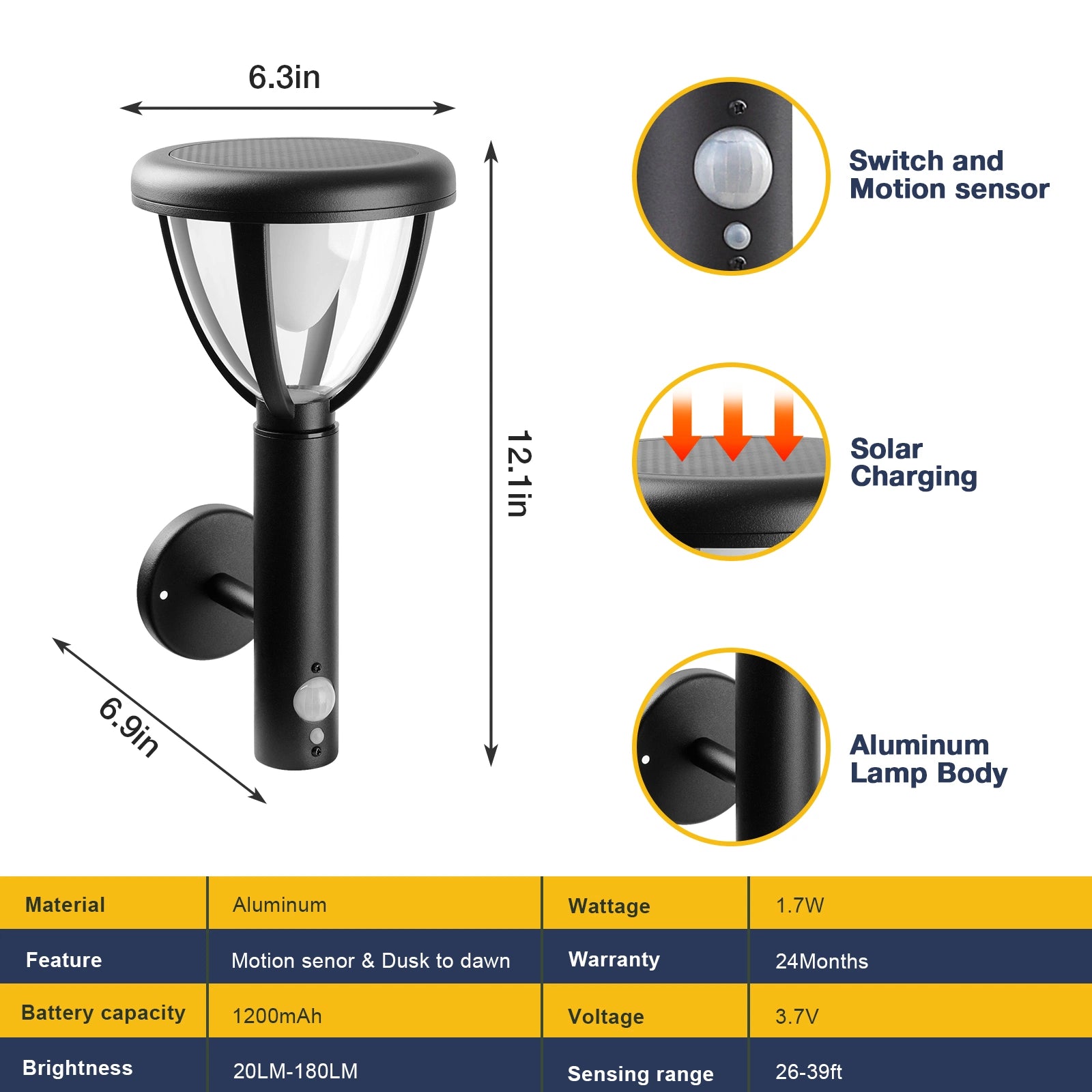 LAZYLIGHTS™ Solar Outdoor Wall Light Dusk to Dawn LED Lantern IP44 - Lazy Pro