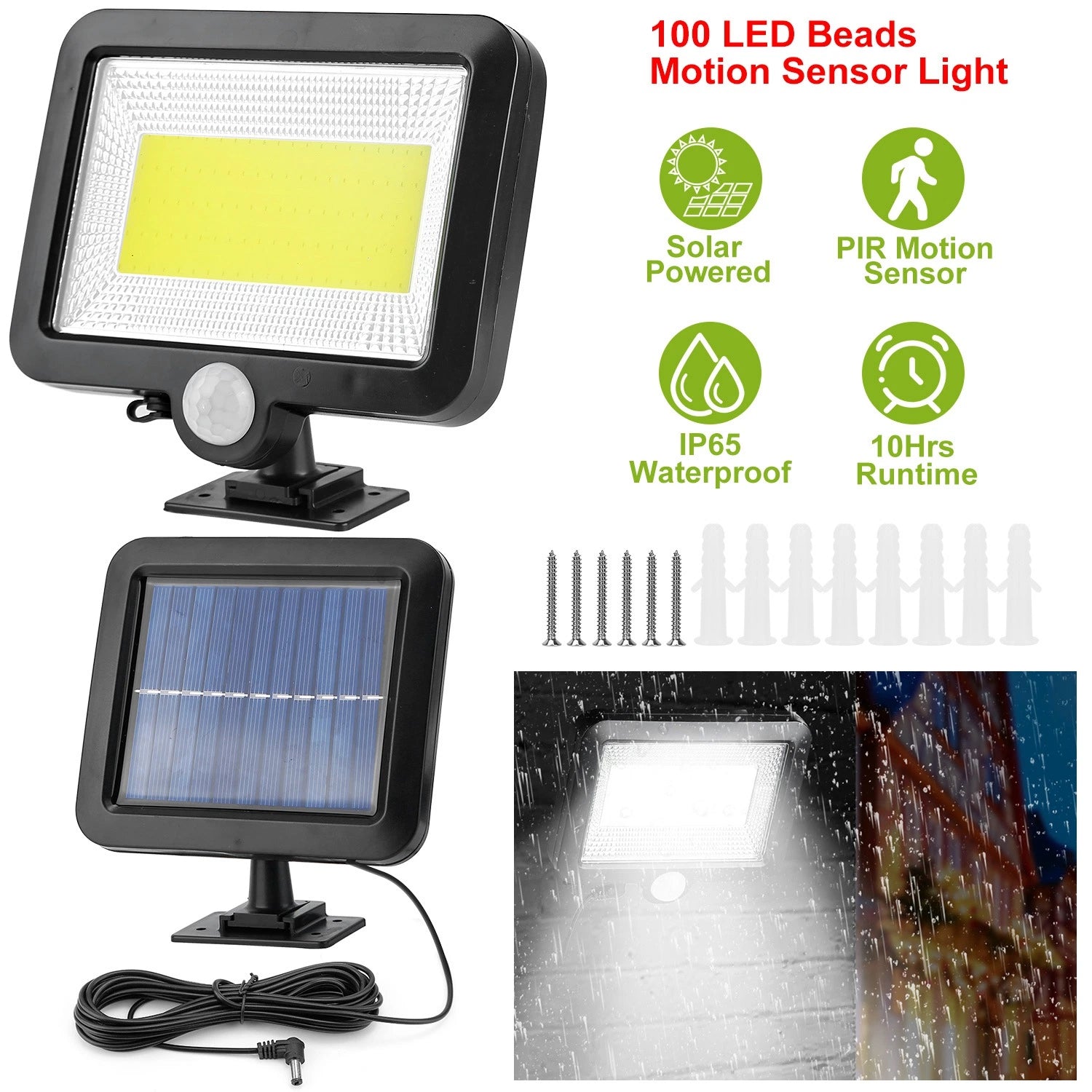 LAZYLIGHTS™ Solar Powered Wall Lights Outdoor 100 LED Beads Motion Sensor Lamp IP65 Waterproof Dusk To Dawn Sensor Light - Lazy Pro