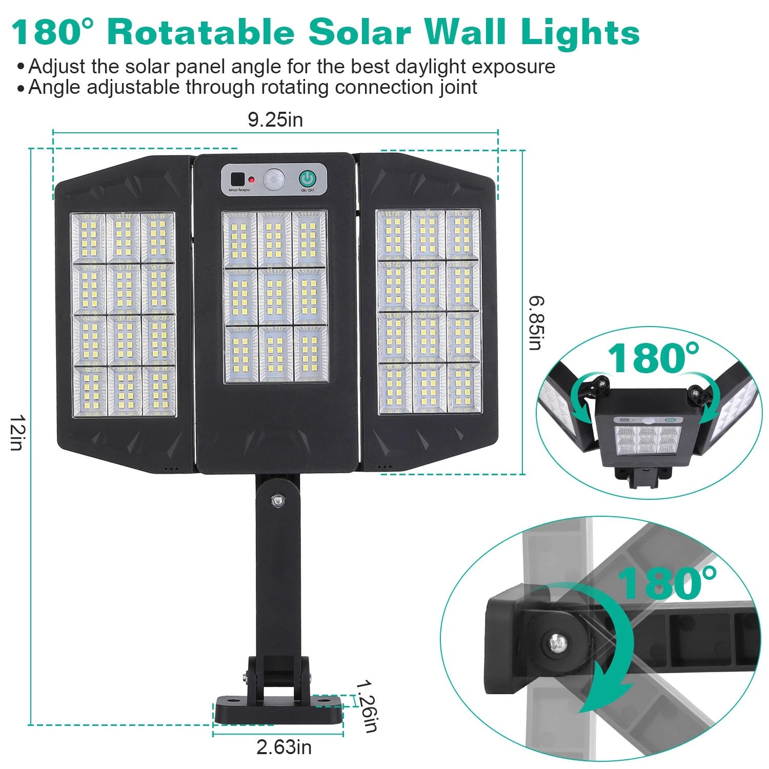 LAZYLIGHTS™ Solar Wall Light Outdoor 264Pcs LED Beads PIR Motion Sensor Remote Control Wireless Lamps IP45 Waterproof Lighting for Garage Front Door Garden Pathway - Lazy Pro