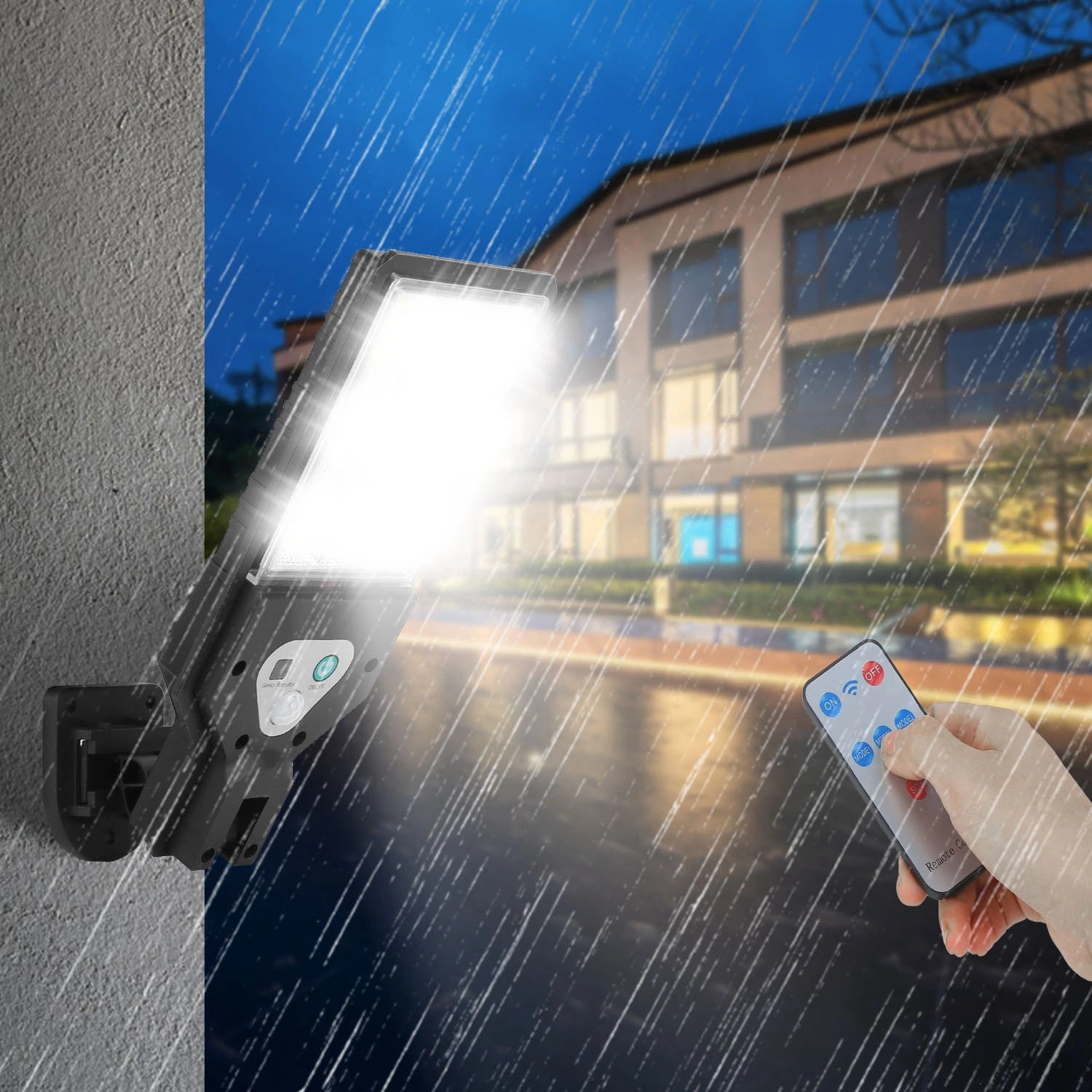 LAZYLIGHTS™ Solar Wall Light Outdoor 72 LED Beads PIR Motion Sensor Remote Control Wireless Lamps IP45 Waterproof Lighting for Garage Front Door Garden Pathway - Lazy Pro