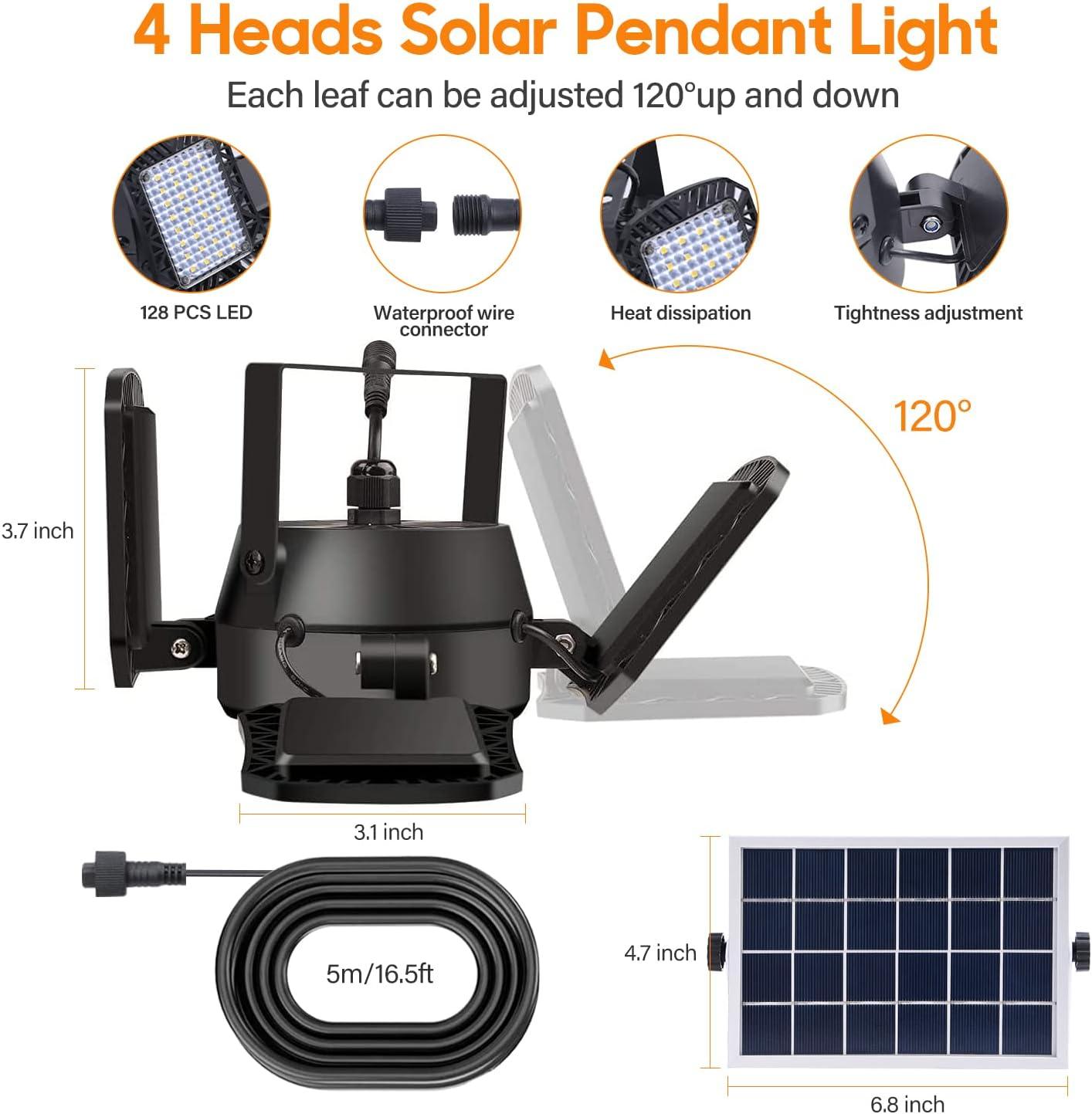LazyPendant™ - Solar Pendant Lights, Indoor Solar Lights for Shed with Motion Sensor, 1000LM 128 LED Solar Pendant Light - Lazy Pro
