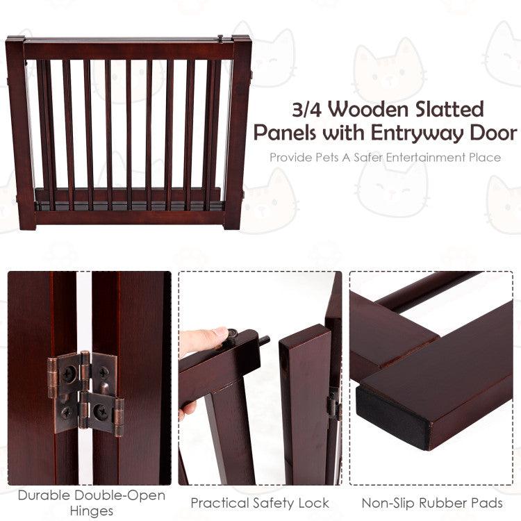 LazyPetGate™ 24 Inch Configurable Folding 3 Panel Wood Dog Fence - Lazy Pro