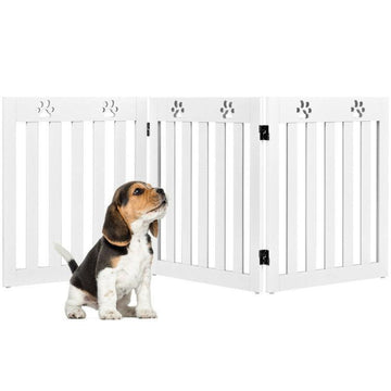 LazyPetGate™ 24 Inch Folding Wooden Freestanding Dog Gate with 360° Flexible Hinge for Pet - Lazy Pro