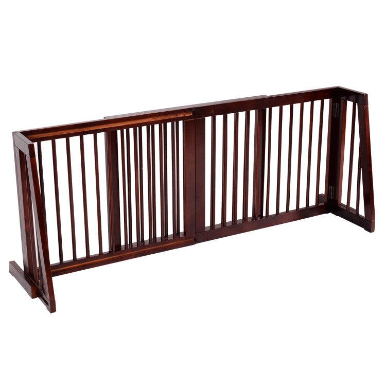 LazyPetGate™ Folding Adjustable Free Standing 3 Panel Wood Fence - Lazy Pro