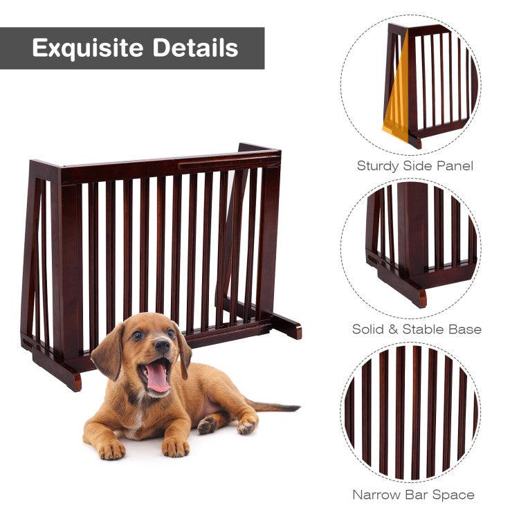 LazyPetGate™ Folding Adjustable Free Standing 3 Panel Wood Fence - Lazy Pro