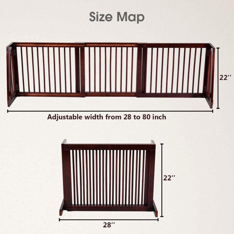 LazyPetGate™ Folding Adjustable Free Standing 3 Panel Wood Fence - Lazy Pro