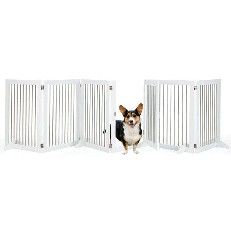 LazyPetGate™ Freestanding 6-Panel Dog Gate with 4 Support Feet for Stairs - Lazy Pro