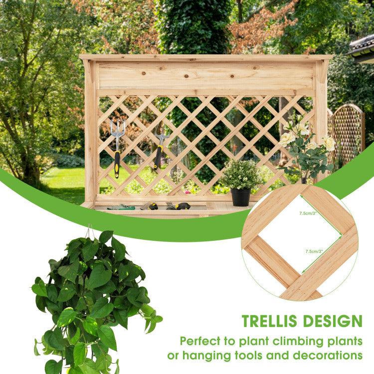 LazyPottingBench™ Wood Raised Garden Bed with Trellis - Lazy Pro