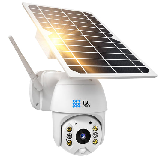 Cámara de seguridad solar LazyPro: PTZ inalámbrico, visión nocturna en color, audio bidireccional 