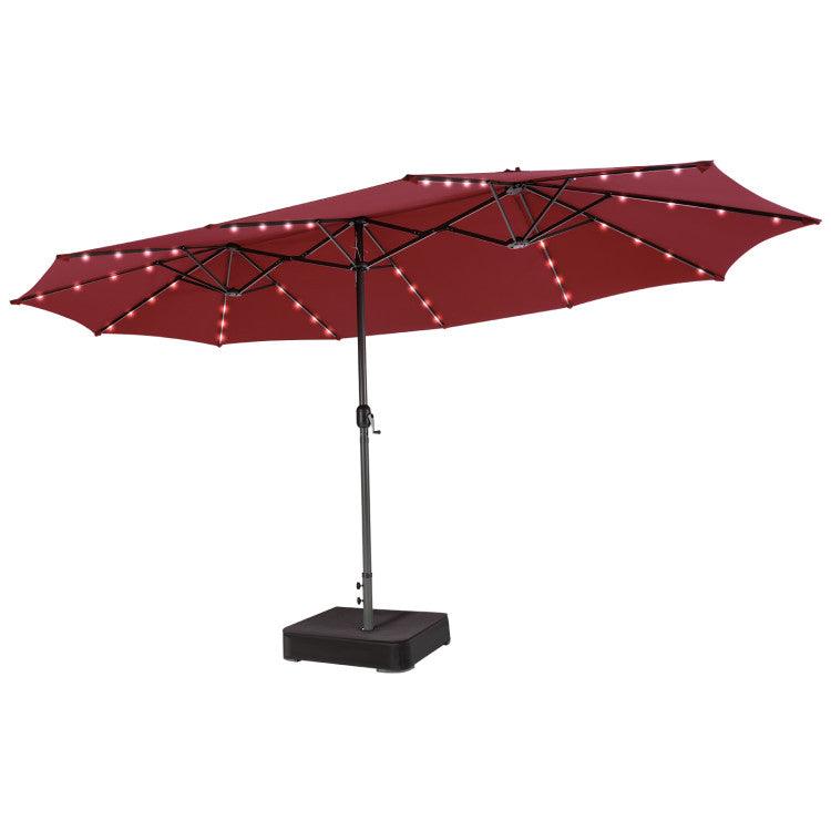 LazyRella™ 15 Feet Double-Sided Patio Umbrella with 48 LED Lights - Lazy Pro