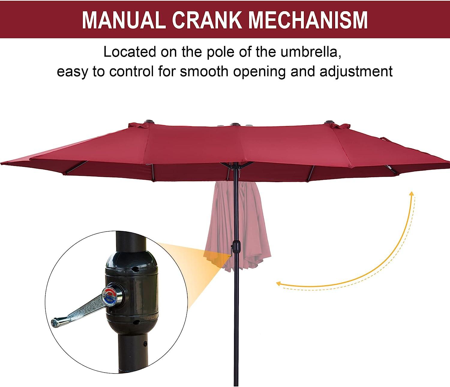 LazyRella™ 15ft Patio Umbrella Double-Sided Outdoor Market Extra Large Umbrella with Crank Handle for Deck, Lawn, Backyard and Pool - Lazy Pro