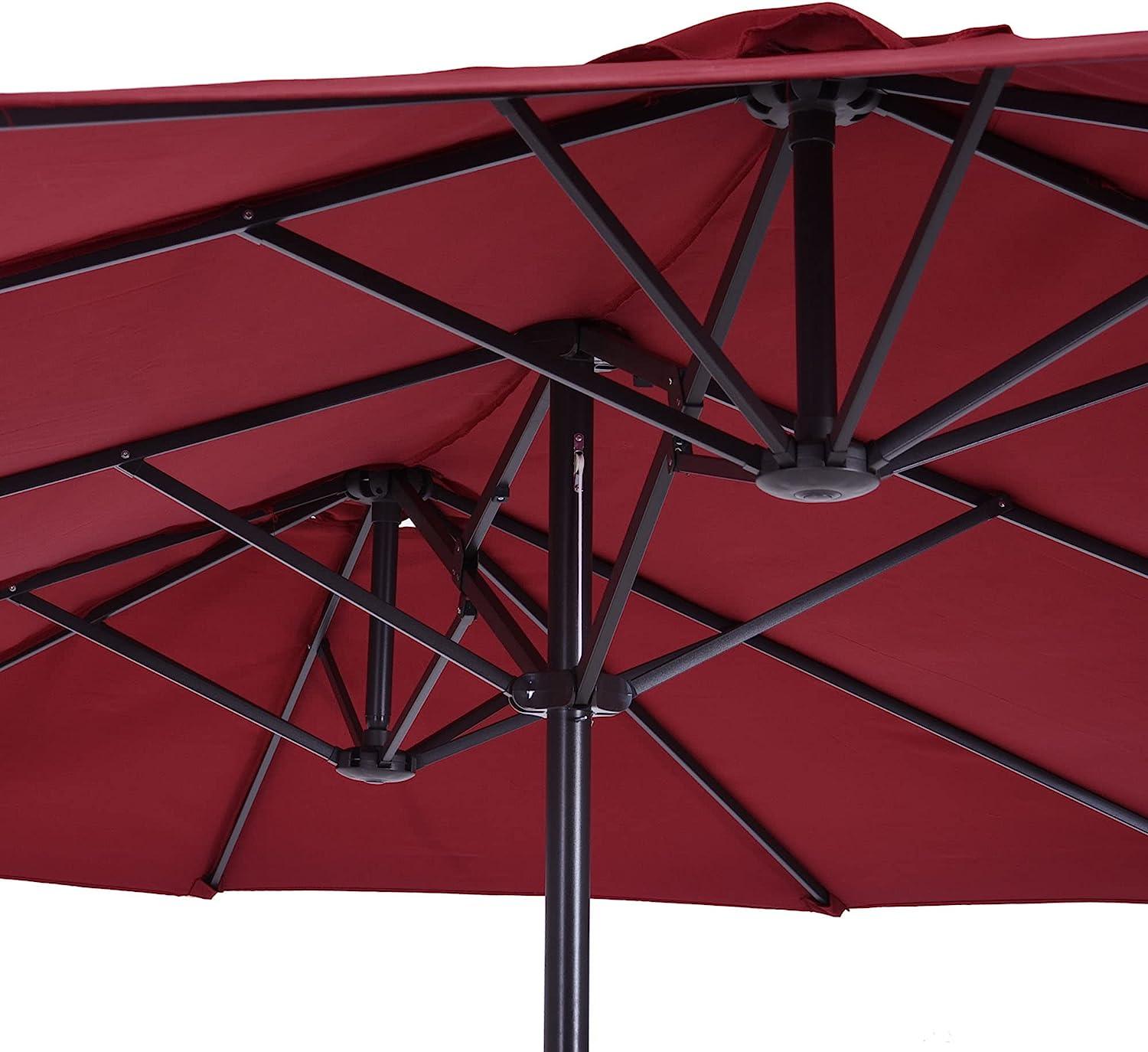 LazyRella™ 15ft Patio Umbrella Double-Sided Outdoor Market Extra Large Umbrella with Crank Handle for Deck, Lawn, Backyard and Pool - Lazy Pro