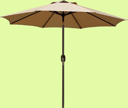 LazyRella™ 9' Outdoor Patio Umbrella with Push Button, Tilt & Crank, 8 Ribs - Lazy Pro