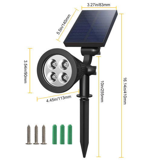 LazySpotLights™  2Pcs Solar Spotlight Outdoor Dusk To Dawn Light Wall Path Lawn Garden Lamp Waterproof