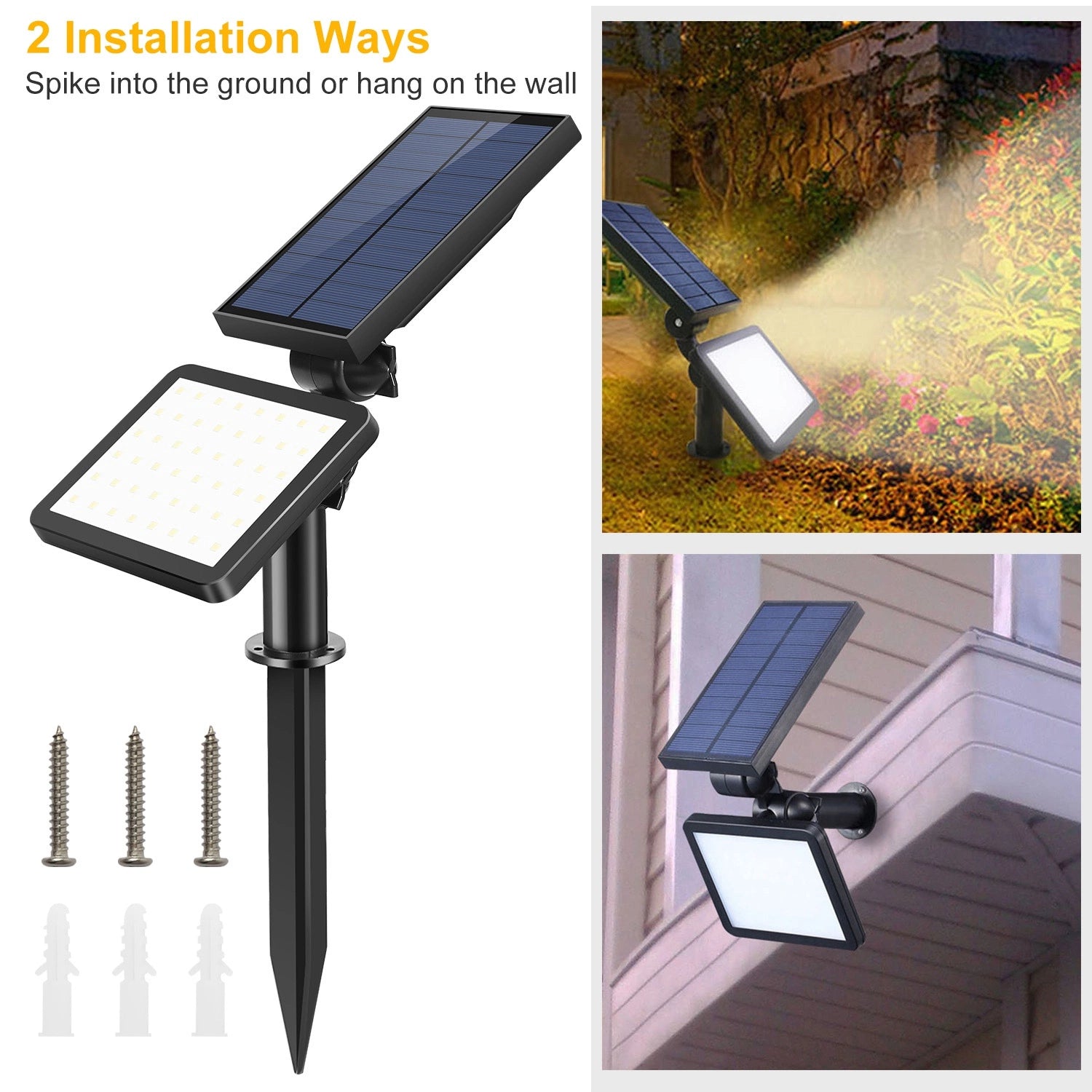 LazySpotLights™ 48 LEDs Solar Spotlight Outdoor Light Sensor Wall Lawn Garden Lamp Waterproof SOS Flash - Lazy Pro