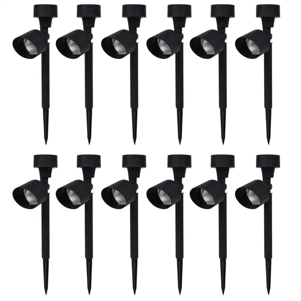 LazySpotLights™ Outdoor Solar Powered LED Spotlight Black 12 pcs - Lazy Pro