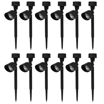 LazySpotLights™ Outdoor Solar Powered LED Spotlight Black 12 pcs - Lazy Pro