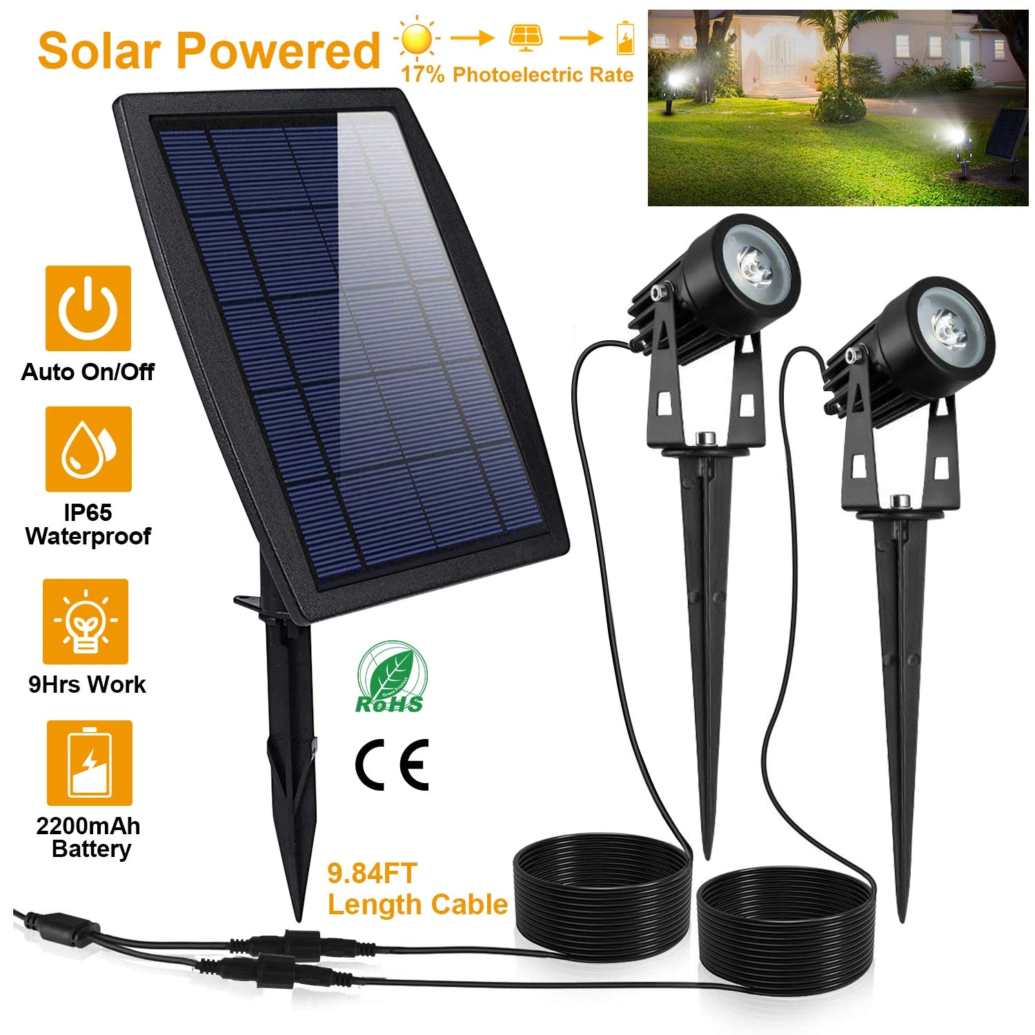 LazySpotLights™ Twin Solar Spotlight Outdoor Light Sensor Lamps Wall Lawn Garden Pathway Waterproof - Lazy Pro