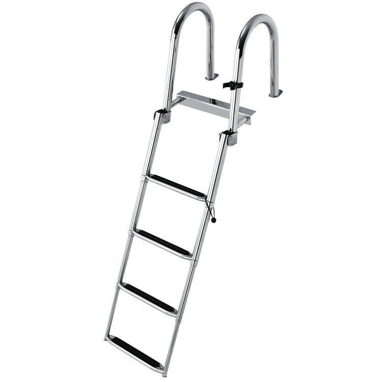 LazySwim™ 4 Step Boat Ladder with Pedal Handrail for Boat Yacht Dock - Lazy Pro