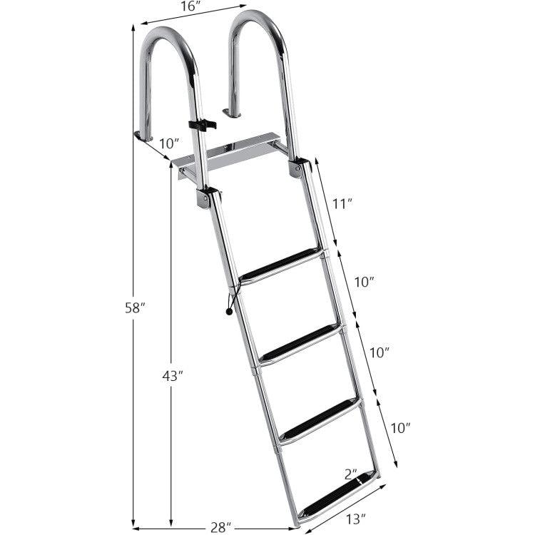 LazySwim™ 4 Step Boat Ladder with Pedal Handrail for Boat Yacht Dock - Lazy Pro