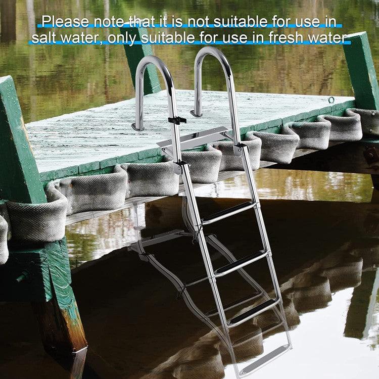 LazySwim™ 4 Step Boat Ladder with Pedal Handrail for Boat Yacht Dock - Lazy Pro