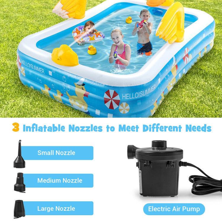 LazySwim™ Inflatable Swimming Pool Duck Themed Kiddie Pool with Sprinkler for Age Over 3 - Lazy Pro