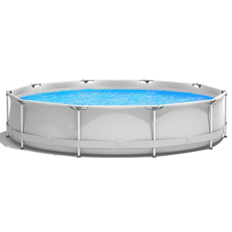 LazySwim™ Round Above Ground Swimming Pool With Pool Cover - Lazy Pro