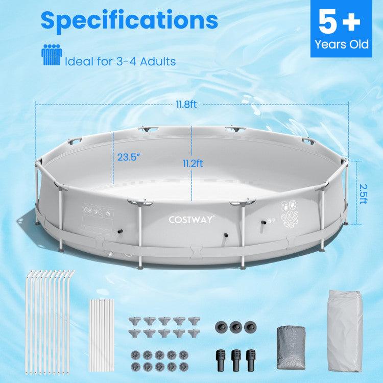 LazySwim™ Round Above Ground Swimming Pool With Pool Cover - Lazy Pro