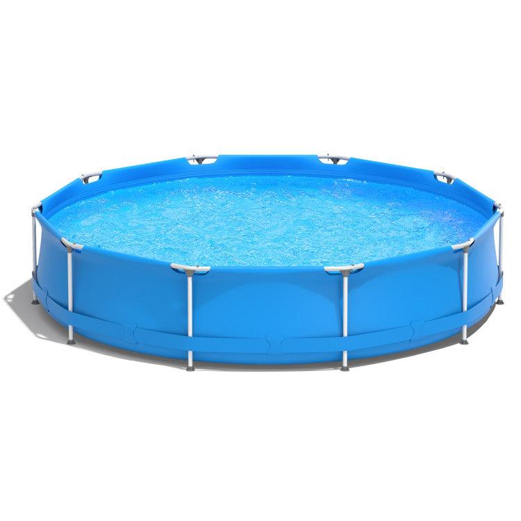 LazySwim™ Round Above Ground Swimming Pool With Pool Cover - Lazy Pro