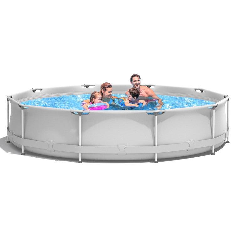 LazySwim™ Round Above Ground Swimming Pool With Pool Cover - Lazy Pro