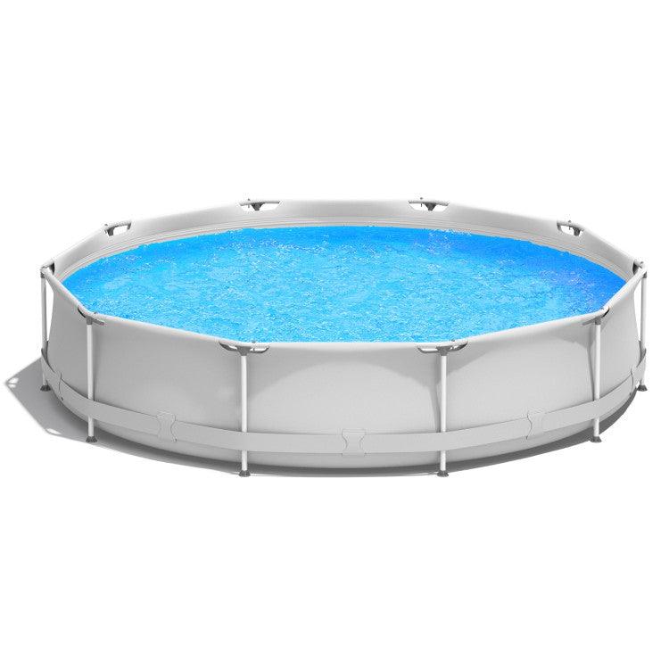 LazySwim™ Round Above Ground Swimming Pool With Pool Cover - Lazy Pro