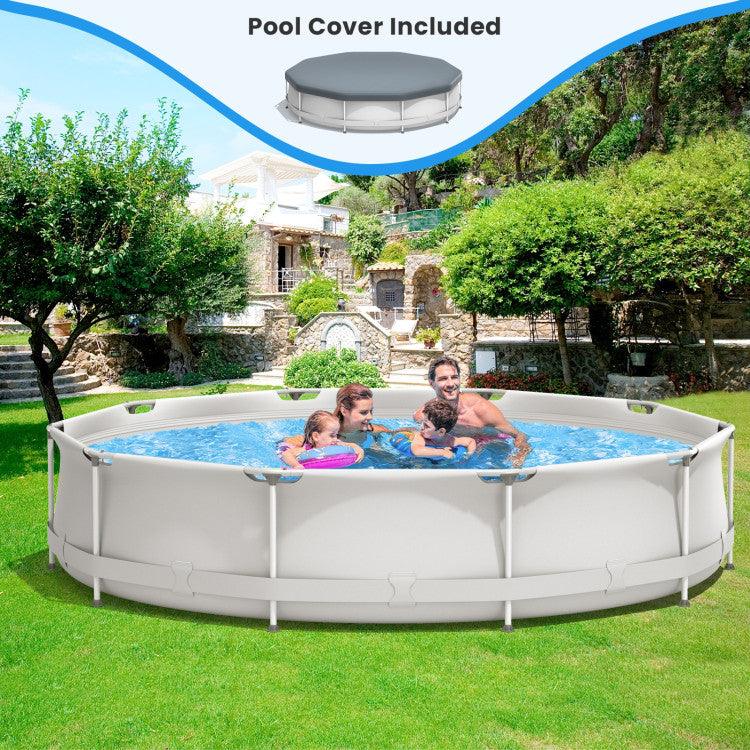 LazySwim™ Round Above Ground Swimming Pool With Pool Cover - Lazy Pro