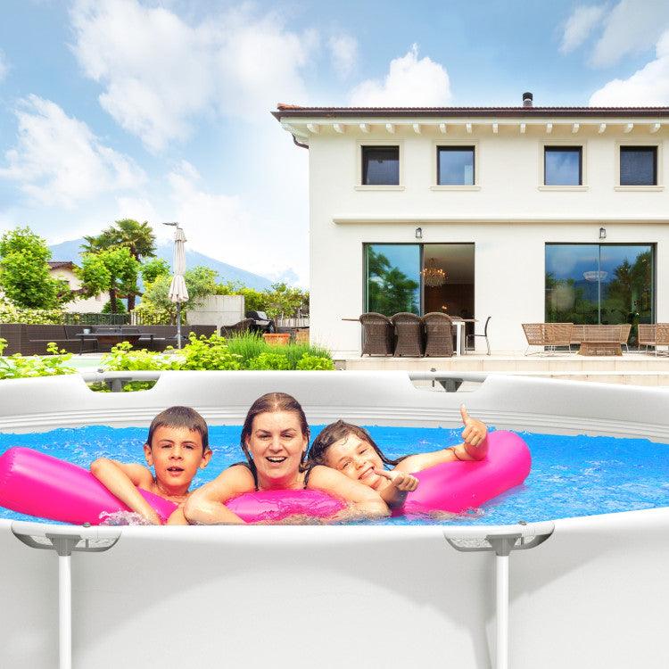 LazySwim™ Round Above Ground Swimming Pool With Pool Cover - Lazy Pro