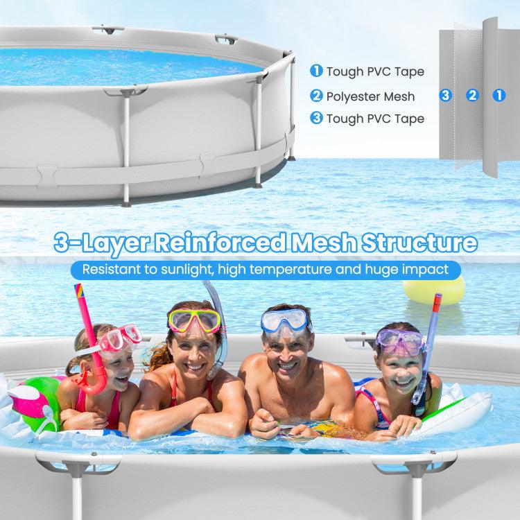 LazySwim™ Round Above Ground Swimming Pool With Pool Cover - Lazy Pro