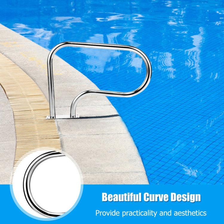 LazySwim™ Stainless Steel Swimming Pool Hand Rail with Base Plate - Lazy Pro