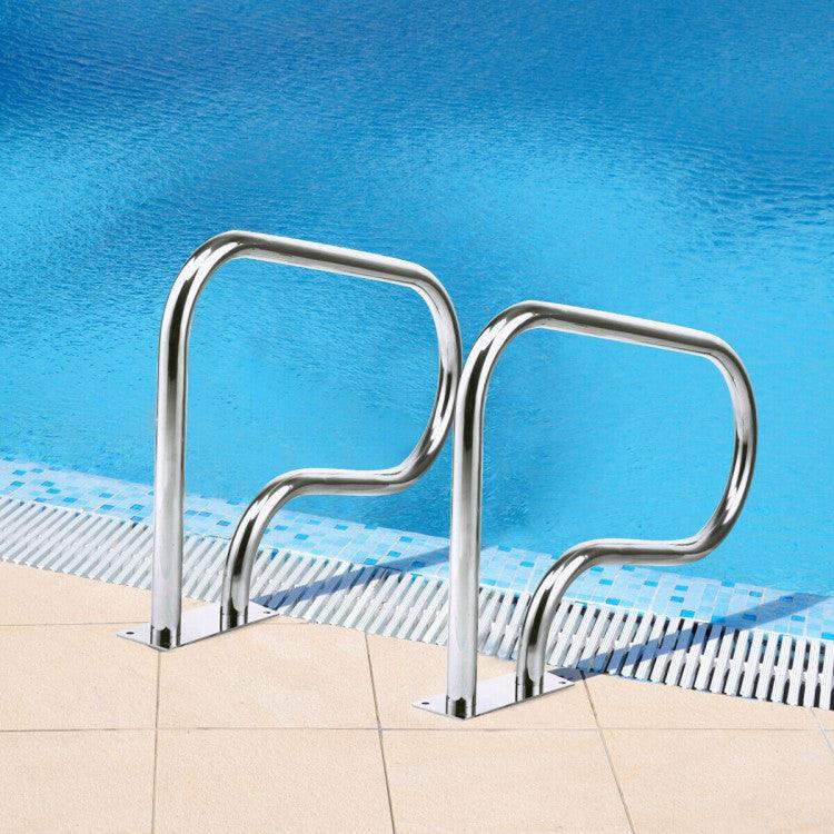 LazySwim™ Stainless Steel Swimming Pool Hand Rail with Base Plate - Lazy Pro